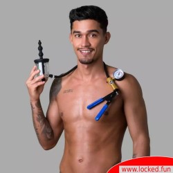 Cylindre à vide anal avec godemiché et pompe manuelle