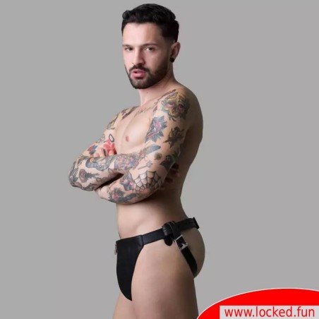 Ceinture de chasteté NoPacha - Spiked Leather Confinement Jockstrap