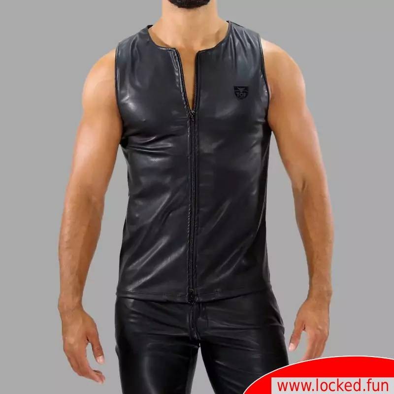 Débardeur en cuir zippé fétiche de TOF Paris