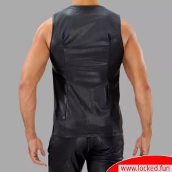 Débardeur en cuir zippé fétiche de TOF Paris