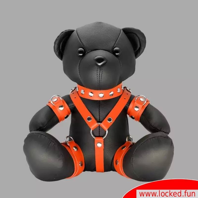 Orange Ollie - Ours en peluche BDSM en cuir