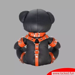 Orange Ollie - Ours en peluche BDSM en cuir