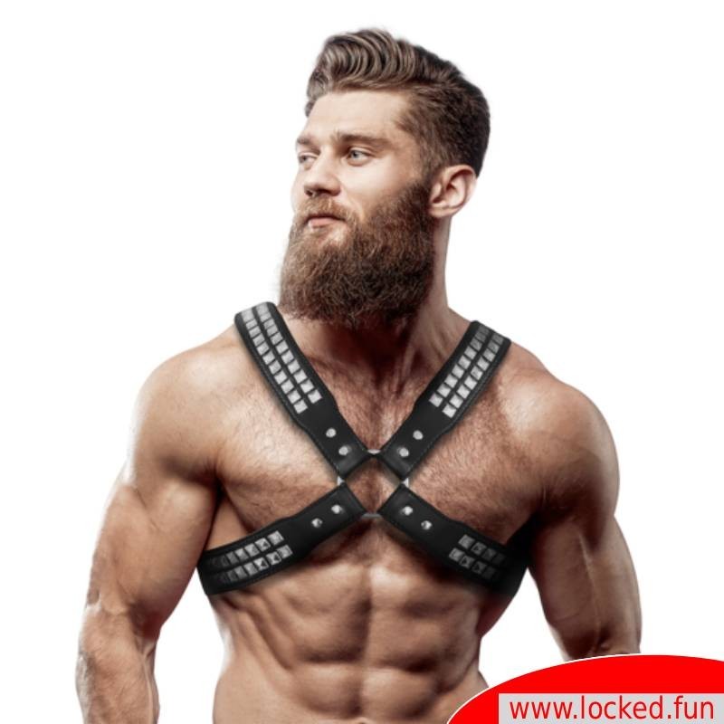 Harnais Poitrine Croisé Cuir avec rivets