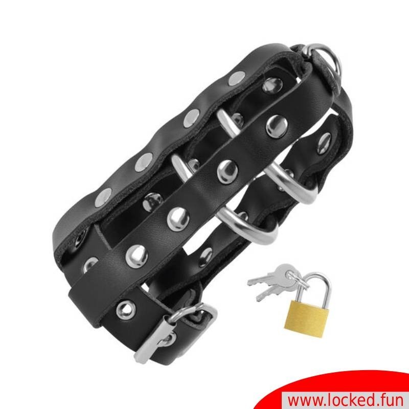 Cage chasteté en suir avec cerrure - Karkness