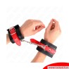 Bracelets cuir noir avec bande rouge