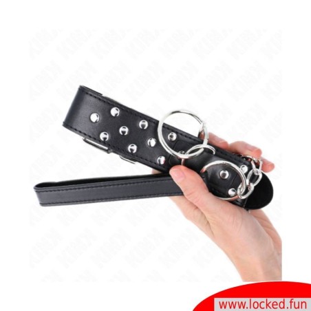 Collier noir à rivets avec laisse