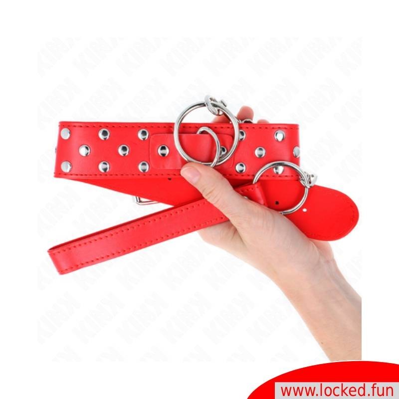 Collier rouge à rivets avec laisse