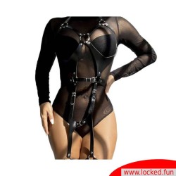 Harnais complet avec boucles en cuir noir - Subblime