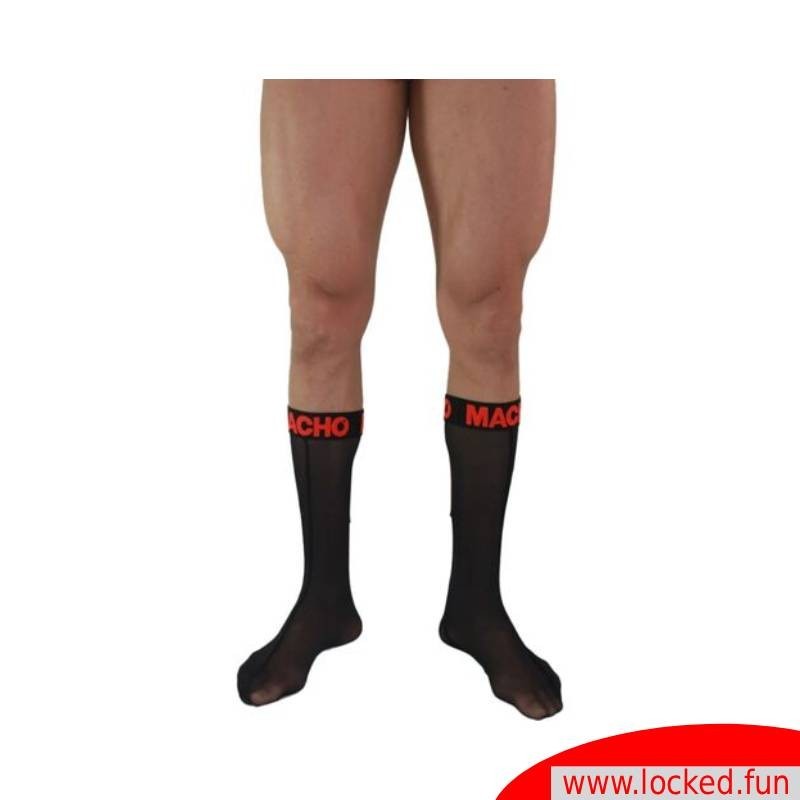 Chaussettes fines noir rouge MACHO