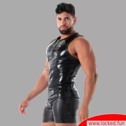 Zip Tank Top en latex noir - SecondSkin