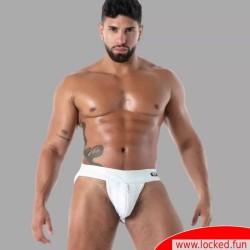 Latex Zip Jock blanc - SecondSkin™ - Vêtements en latex de Paris