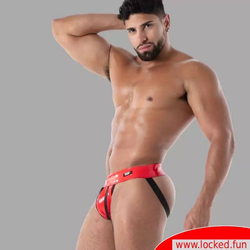 Latex Zip Jock rouge - SecondSkin™ - Vêtements en latex de Paris