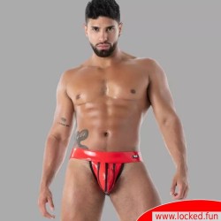 Latex Zip Jock rouge - SecondSkin™ - Vêtements en latex de Paris