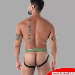 Latex Zip Jock kaki - SecondSkin™ - Vêtements en latex de Paris