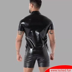 Polo en latex noir - SecondSkin™ - Vêtements en latex de Paris