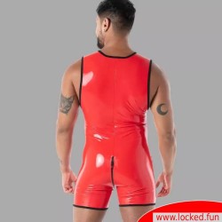 Latex Full Zip Body rouge - SecondSkin™ - Vêtements en latex de Paris