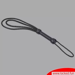 The Disciplinarian - Fouet à double boucle en cuir noir