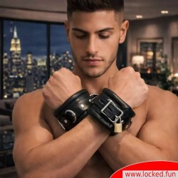 Menottes rembourrées en cuir verrouillables - Collection Black Berlin™ de MEO®