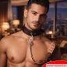 Collier BDSM en cuir de chèvre avec laisse Faubourg