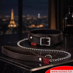 Collier BDSM en cuir de chèvre avec laisse Faubourg