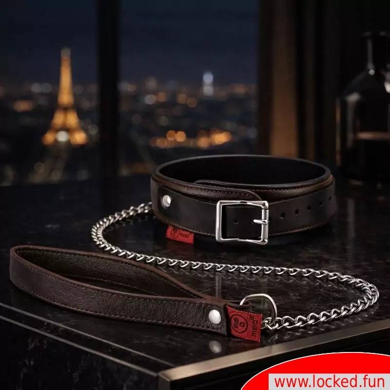 Collier BDSM en cuir de chèvre avec laisse Faubourg