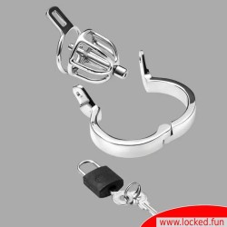 NoPacha® Spartacus™ - Cage de chasteté en acier inoxydable avec plug pénien amovible