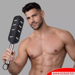 Paddle BDSM en acier inoxydable et cuir - HurtMe