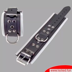 Menottes en cuir rembourrées noir/blanc Distinct