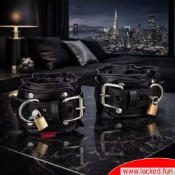 Menottes en cuir, verrouillables et rembourrées San Francisco