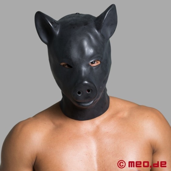 Masque de tête cochon en latex noir