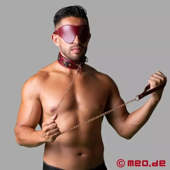 Masque oculaire BDSM De Luxe en cuir, bordeaux, rembourré - NOBLESSE