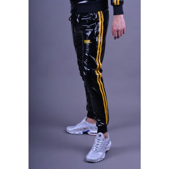 Pantalon de survêtement en PVC Mr Riegillio - Rayures jaunes