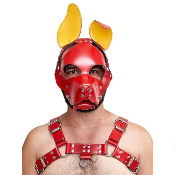 Mister B Leather Shaggy Dog Hood Circuit – Rouge-Jaune