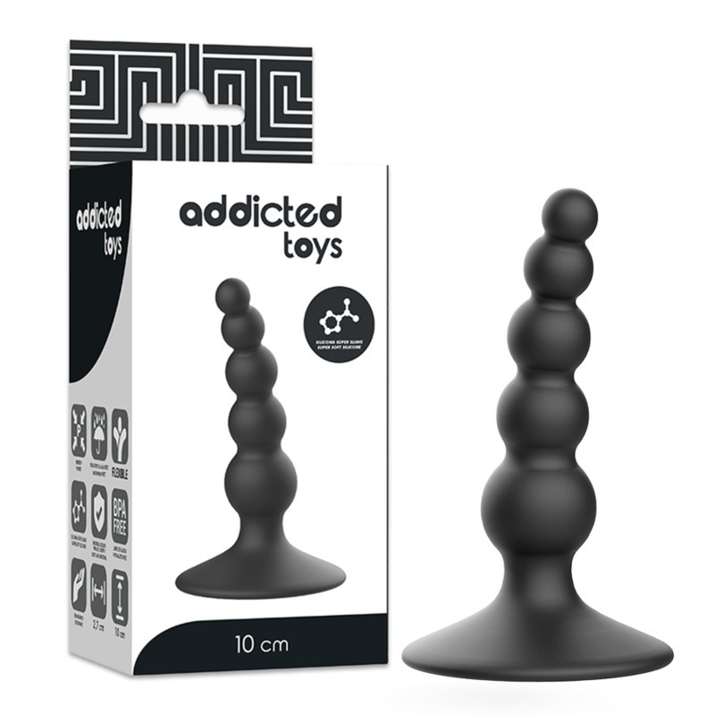 Plug anal 10 cm boules noir - Addicted Toys