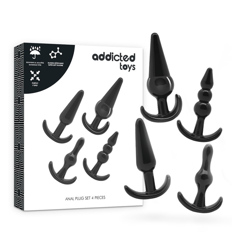 Plug anal kit 4 pièces noir - Addicted Toys
