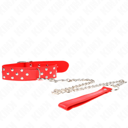 Collier rouge à rivets avec laisse