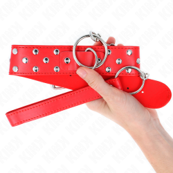 Collier rouge à rivets avec laisse