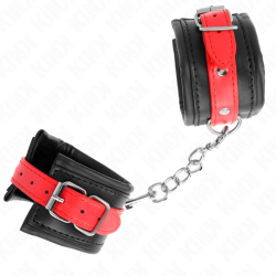 Bracelets cuir noir avec bande rouge