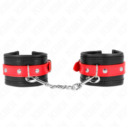 Bracelets cuir noir avec bande rouge