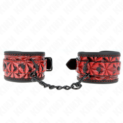 Bracelets cuir noir motif brillants rouges