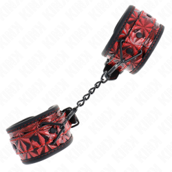 Bracelets cuir noir motif brillants rouges